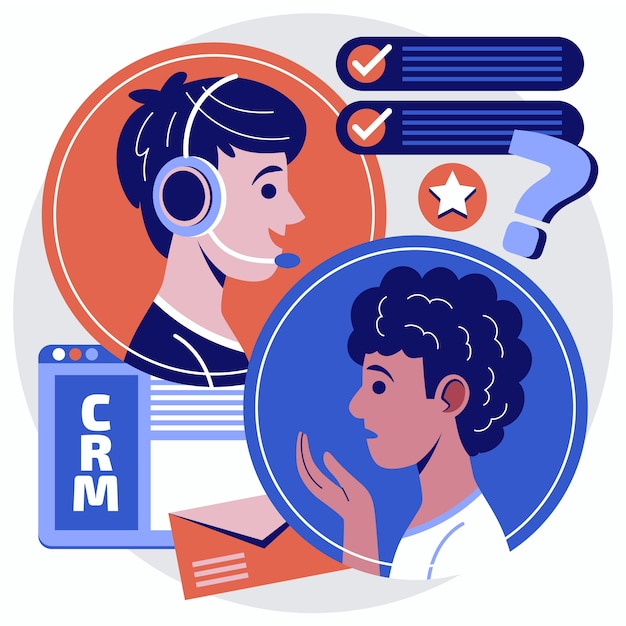 Gratis vector hand getekende platte ontwerp crm illustratie