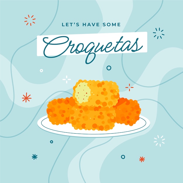 Gratis vector hand getekende platte ontwerp croquetas illustratie