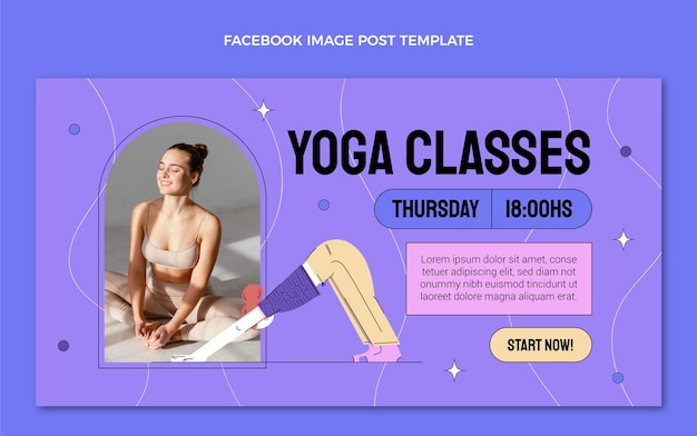 Hand getekende platte ontwerp fitness facebook post