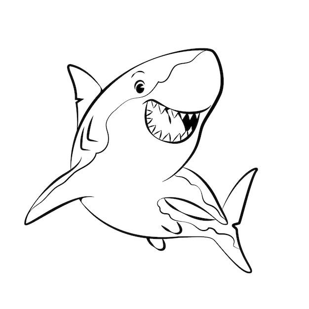 Hand getekende platte ontwerp haai overzicht
