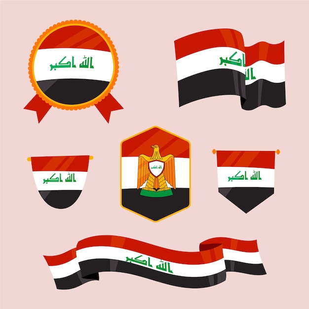 Gratis vector hand getekende platte ontwerp irak nationale emblemen