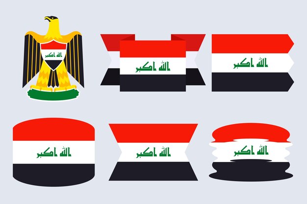 Hand getekende platte ontwerp irak nationale emblemen