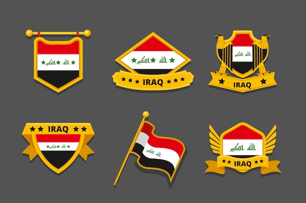 Gratis vector hand getekende platte ontwerp irak nationale emblemen