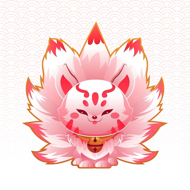 Gratis vector hand getekende platte ontwerp kitsune masker illustratie