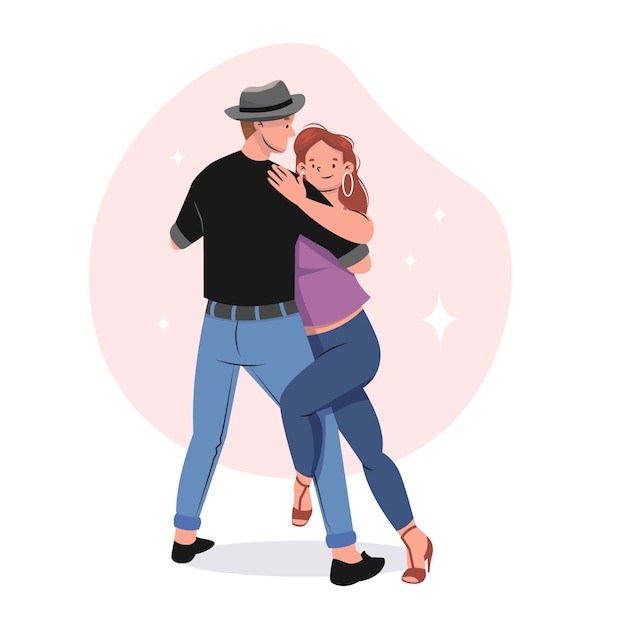 Hand getekende platte ontwerp kizomba illustratie