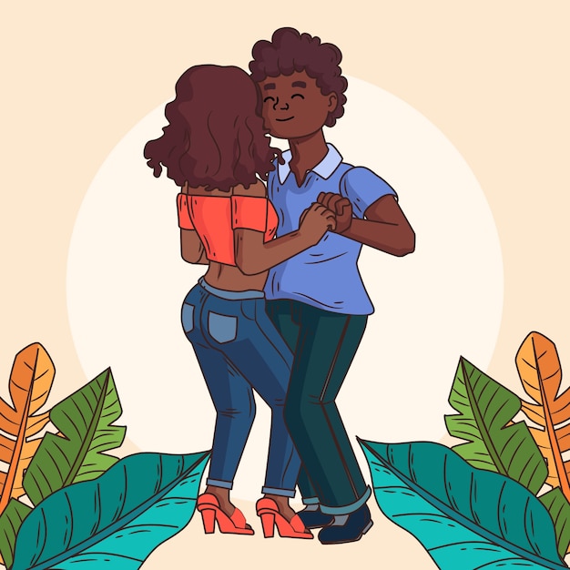 Gratis vector hand getekende platte ontwerp kizomba illustratie