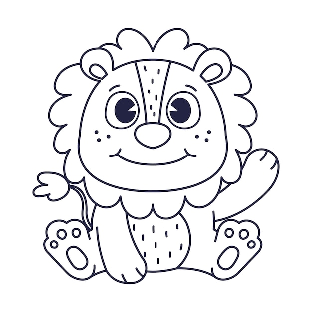 Hand getekende platte ontwerp leeuw schets