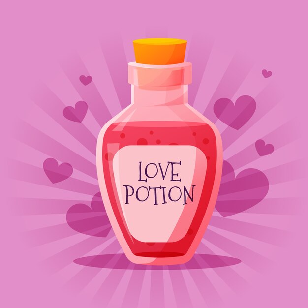 Hand getekende platte ontwerp liefdesdrank illustratie