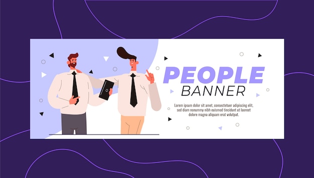 Hand getekende platte ontwerp mensen uit het bedrijfsleven banner