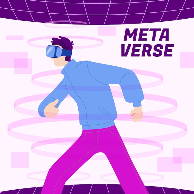 Gratis vector hand getekende platte ontwerp metaverse illustratie