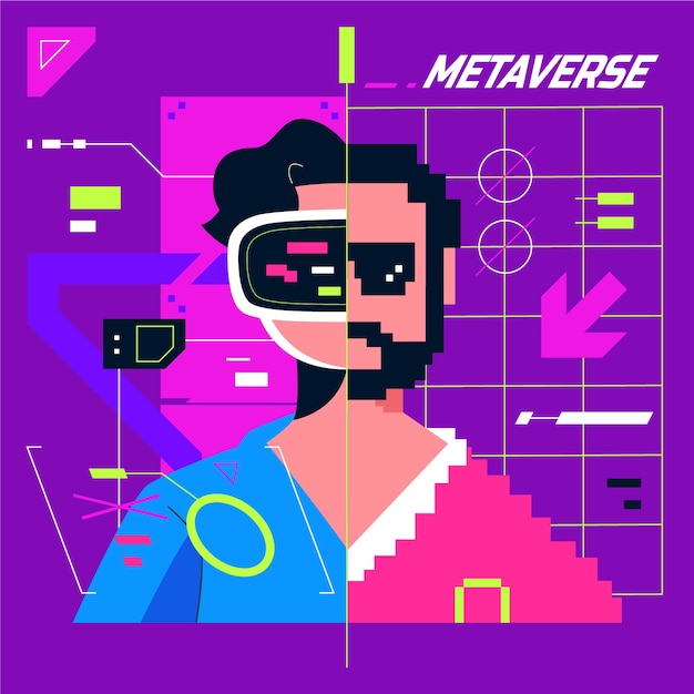 Hand getekende platte ontwerp metaverse illustratie