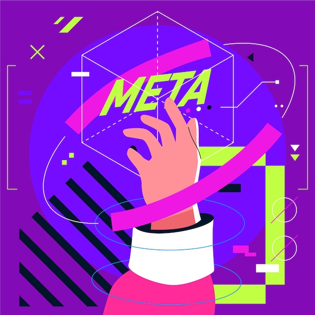 Gratis vector hand getekende platte ontwerp metaverse illustratie