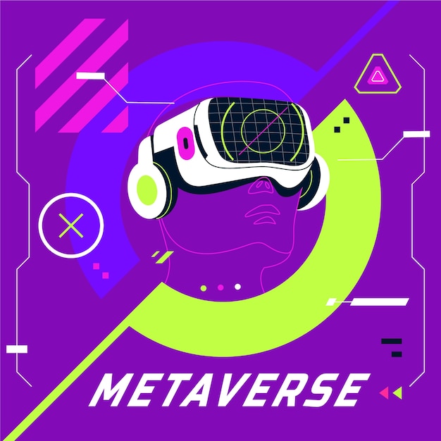 Gratis vector hand getekende platte ontwerp metaverse illustratie