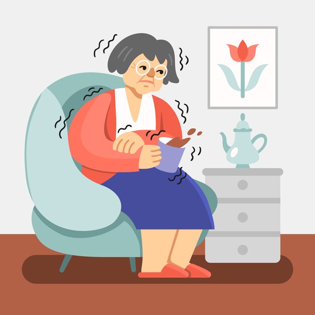Hand getekende platte ontwerp parkinson illustratie