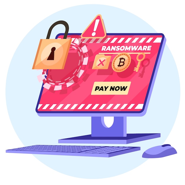 Gratis vector hand getekende platte ontwerp ransomware illustratie