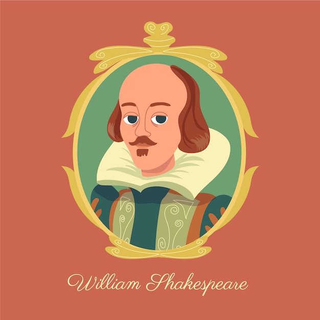 Gratis vector hand getekende platte ontwerp shakespeare illustratie