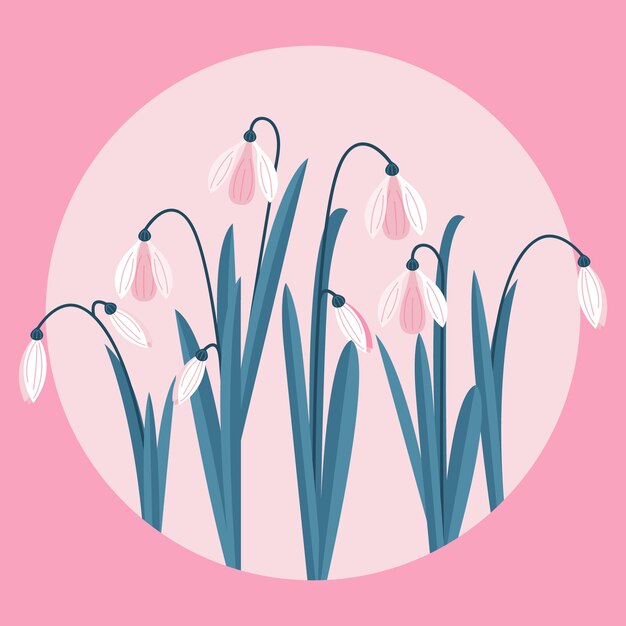 Hand getekende platte ontwerp sneeuwklokje illustratie