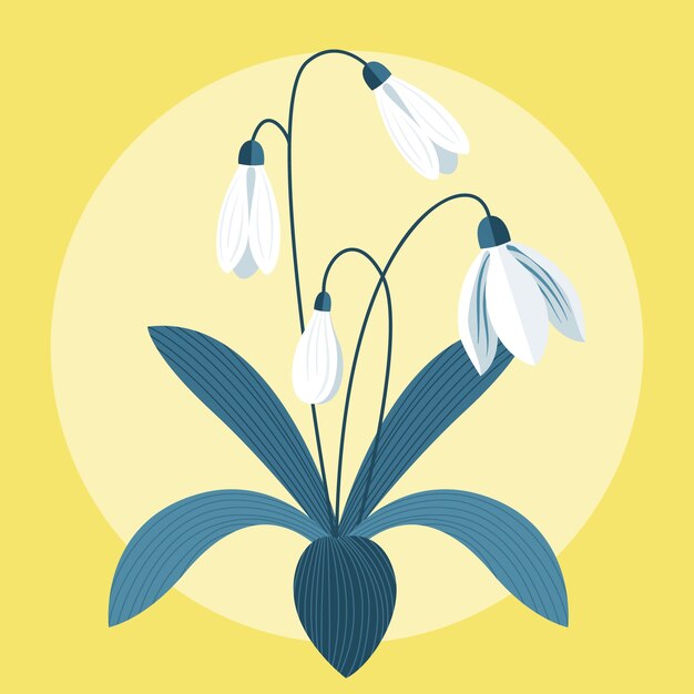 Hand getekende platte ontwerp sneeuwklokje illustratie
