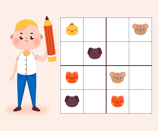 Hand getekende platte ontwerp sudoku