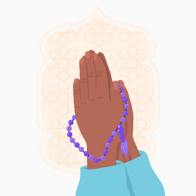 Gratis vector hand getekende platte ontwerp tasbih illustratie