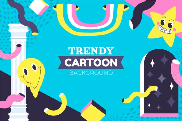 Hand getekende platte ontwerp trendy cartoon achtergrond