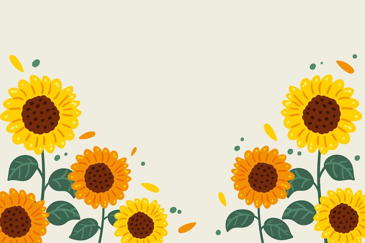 Gratis Vector hand getekende platte ontwerp zonnebloem grens