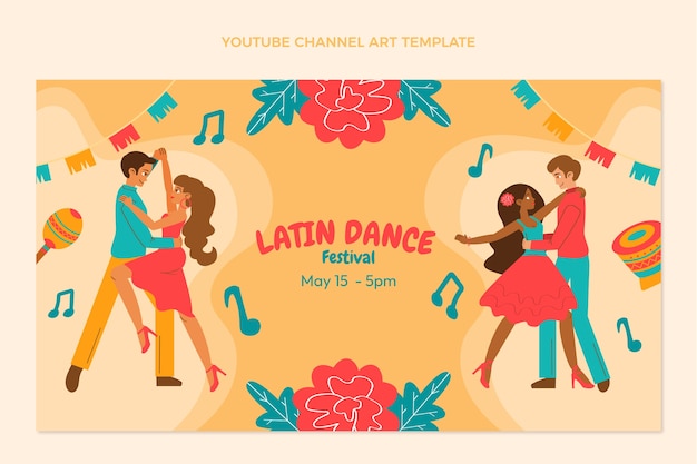 Hand getekende platte ontwerpsjabloon voor latin dance party