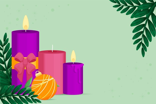 Hand getekende platte paarse kaarsen advent achtergrond