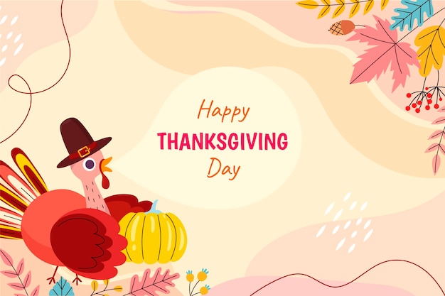 Gratis vector hand getekende platte thanksgiving achtergrond