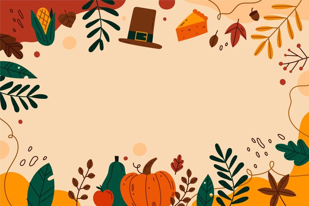 Hand getekende platte Thanksgiving achtergrond