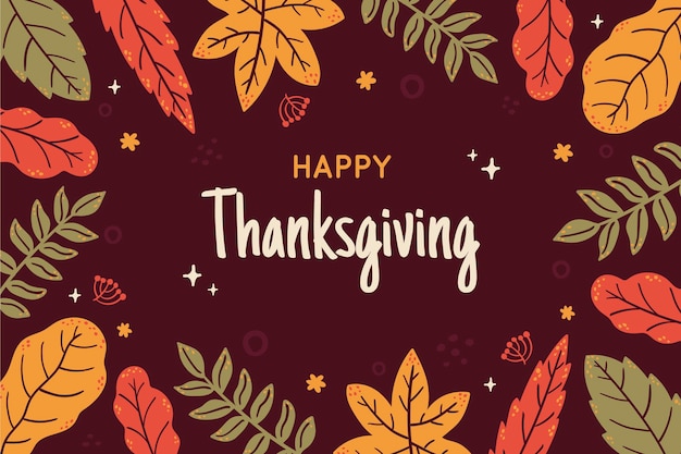 Gratis vector hand getekende platte thanksgiving achtergrond