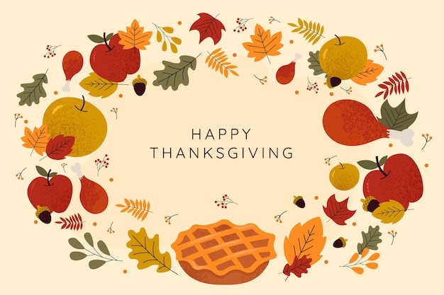 Gratis vector hand getekende platte thanksgiving achtergrond