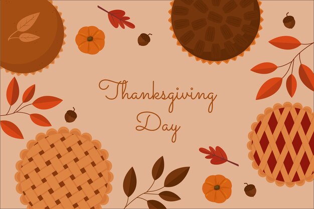 Hand getekende platte Thanksgiving achtergrond