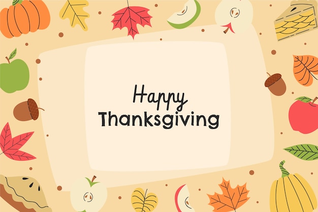 Gratis vector hand getekende platte thanksgiving achtergrond