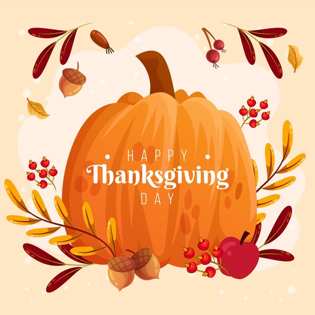 Hand getekende platte Thanksgiving illustratie