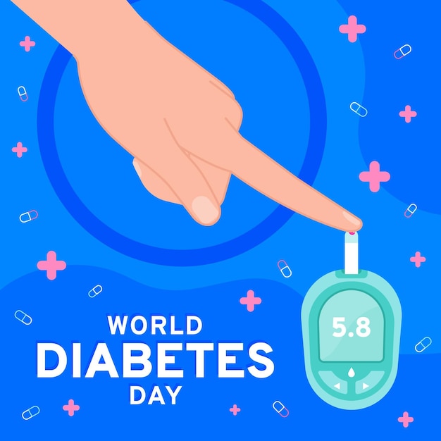 Gratis vector hand getekende platte wereld diabetes dag illustratie