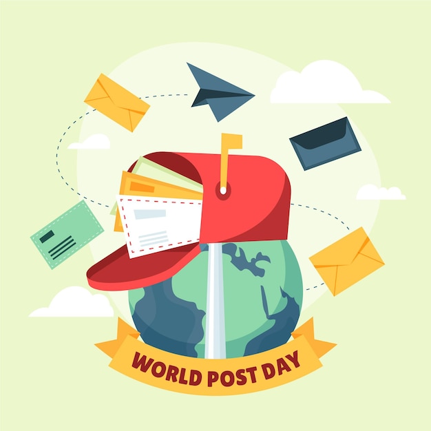 Hand getekende platte wereld post dag illustratie