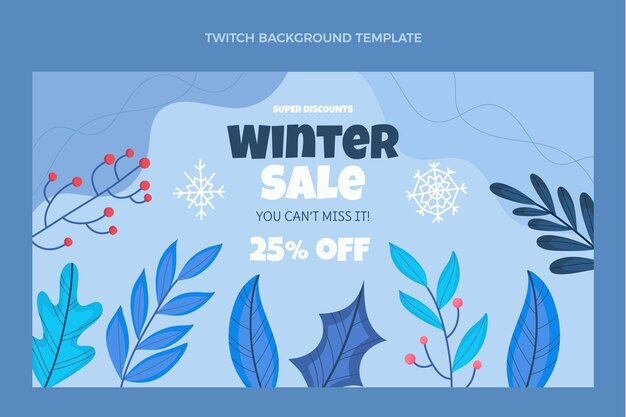 Hand getekende platte winter twitch achtergrond