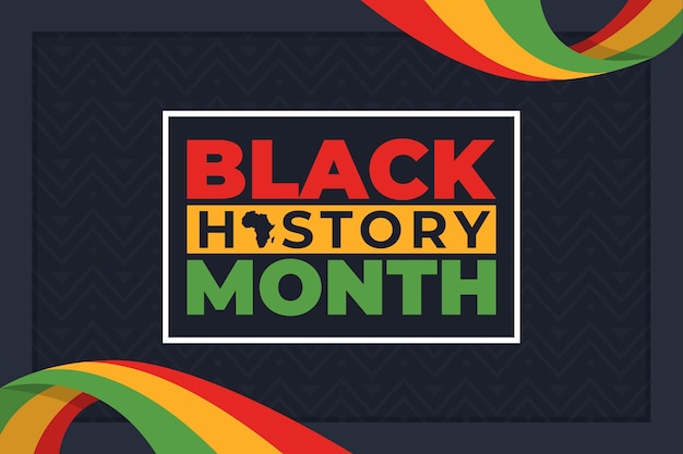Hand getekende platte zwarte geschiedenis maand achtergrond