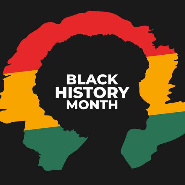 Hand getekende platte zwarte geschiedenis maand illustratie