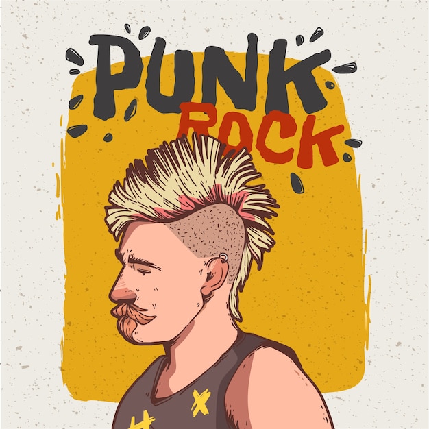 Gratis vector hand getekende punk rock illustratie