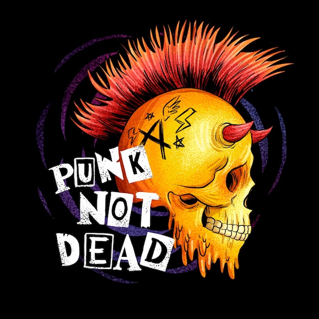 Gratis vector hand getekende punk rock illustratie