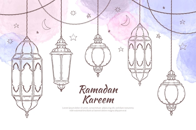 Hand getekende ramadan achtergrond