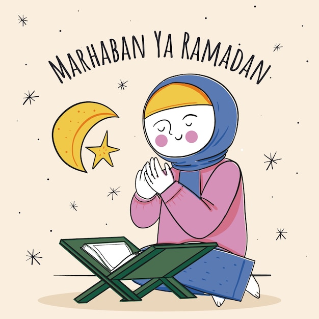 Hand getekende ramadan illustratie