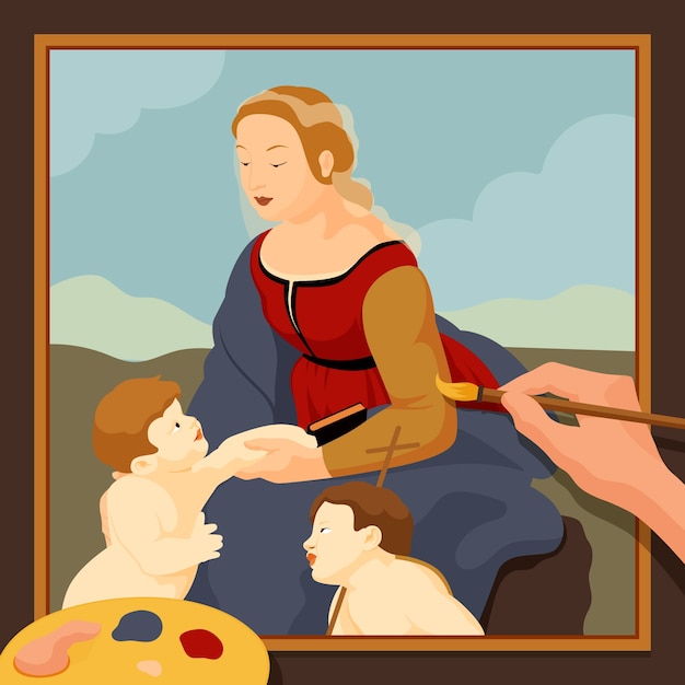 Gratis vector hand getekende renaissance schilderij illustratie