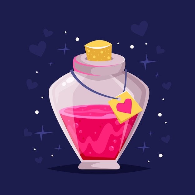 Gratis vector hand getekende roze liefdesdrank illustratie