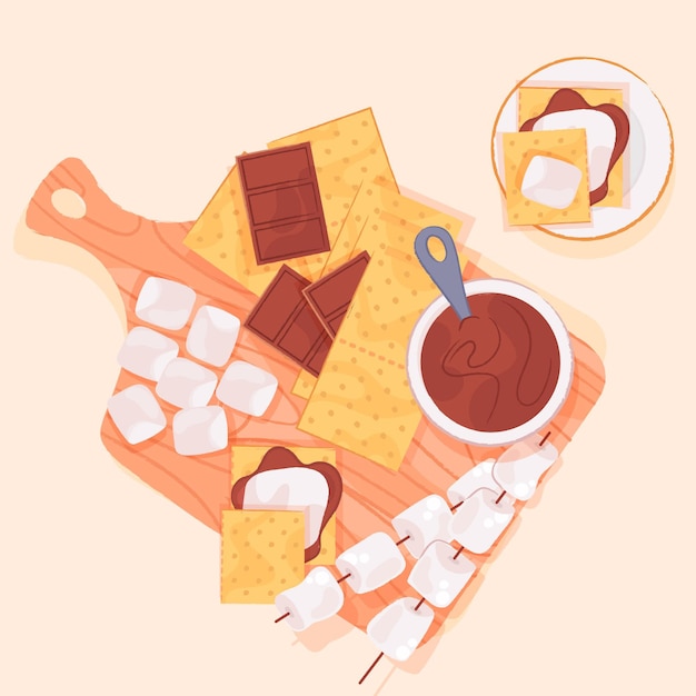 Hand getekende s'more illustratie