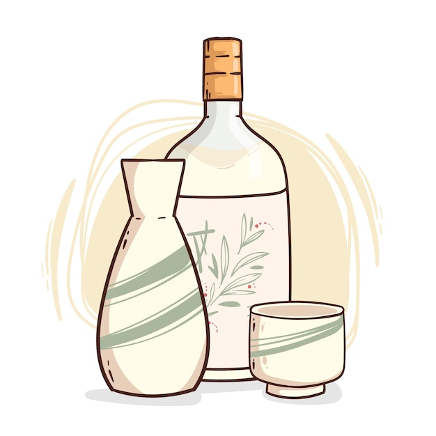 Gratis vector hand getekende sake illustratie