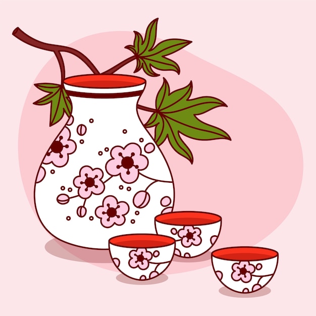 Gratis vector hand getekende sake illustratie