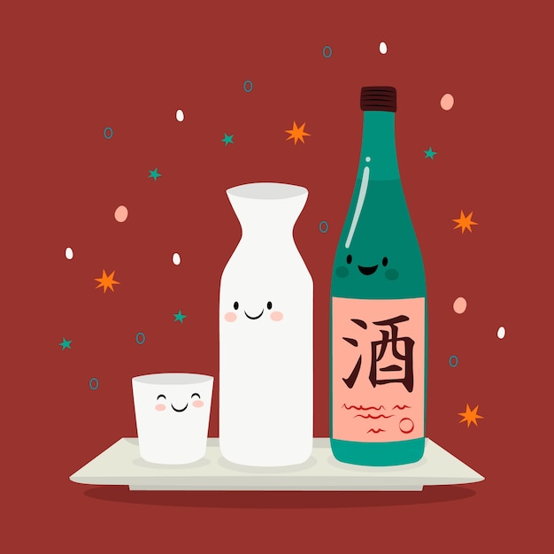 Gratis vector hand getekende sake illustratie